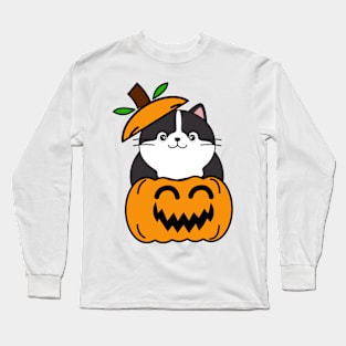 Cute Fat cat is in a pumpkin Long Sleeve T-Shirt